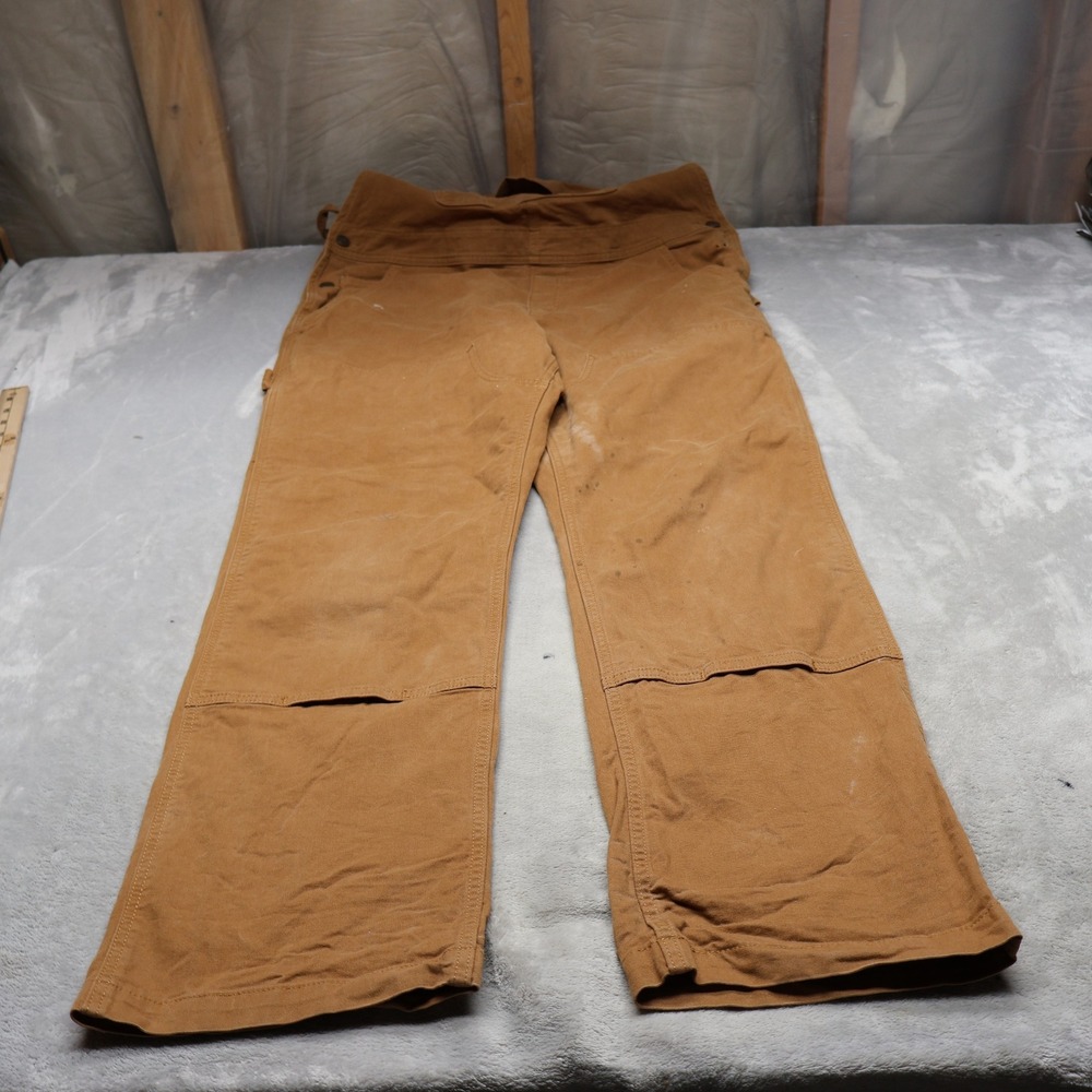 Carhartt Bib‎ Overalls Womens Large 12-14 Brown Rugged Flex Loose Fit 39x32 READ